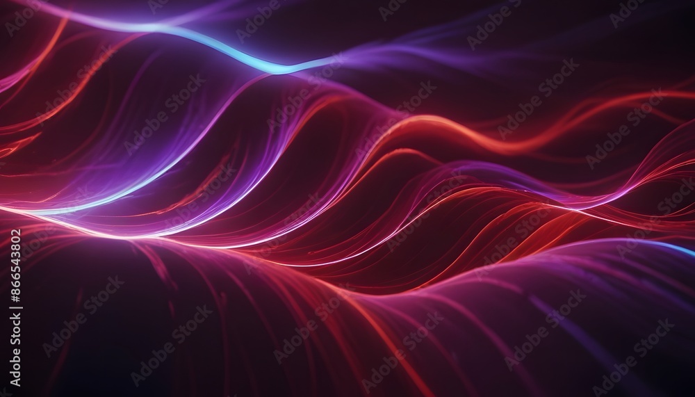 Poster futuristic dots pattern on dark background. colored music wave. big data. technology or science bann