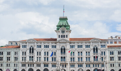 Obraz premium Landscape of Trieste views, concept of vacation in Italy. Old part of city center. Ideas for journey.