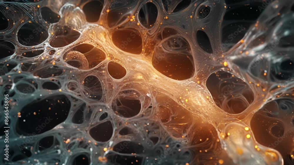 Poster a darkfield microscopy animation of a section of nerve tissue with the distinctive onion bulb appear