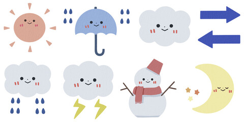 天気のシンプルアイコンイラストセット