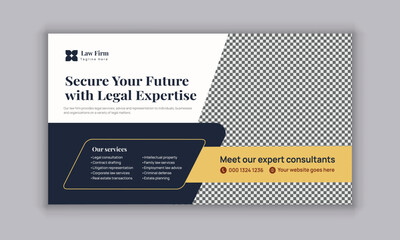 Law firm services social media post design or law consulting web banner template, and Instagram post or square flyer template