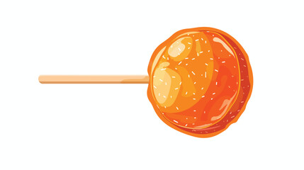 Orange cute round candy on a stick isolated on white