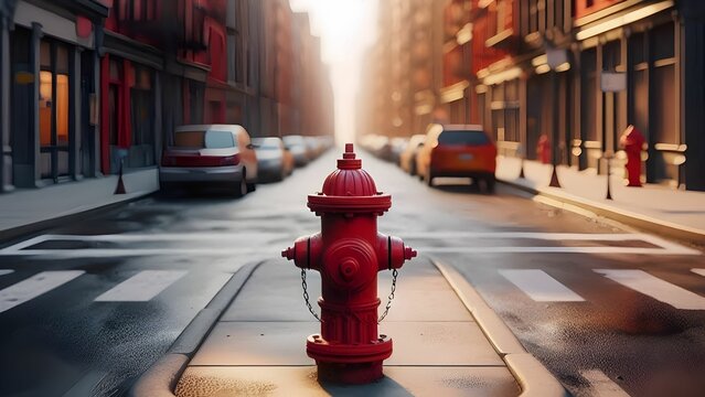 red fire hydrant in the city treet