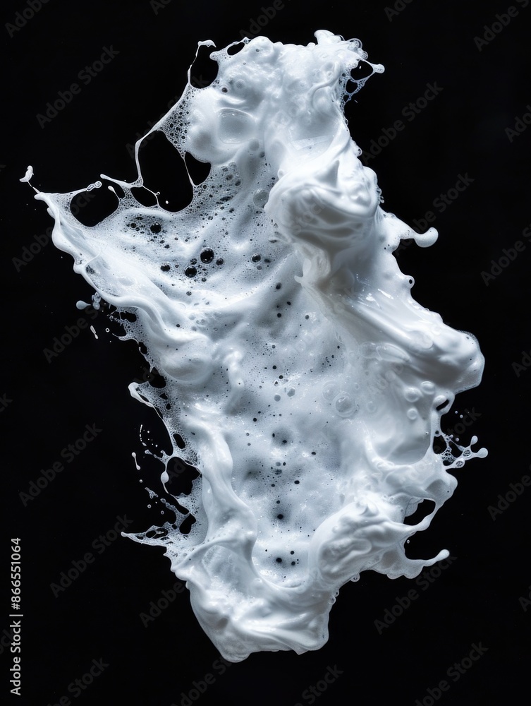 Poster a white foam blob with a black background