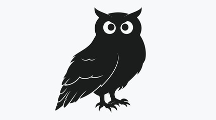 Fototapeta premium Owl black silhouette icon. Sticker for social network