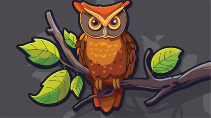 Obraz premium Owl in paper style. Brown bird and symbol of wisdom.