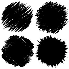 A collection of black circles displayed on a white surface