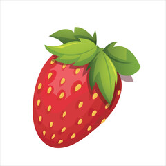 Fresh red strawberry simple vector illustration