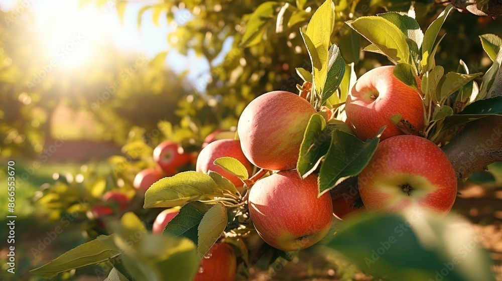 Sticker apples on tree