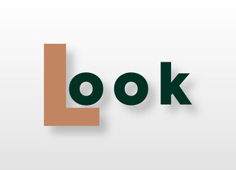 Parola LOOK  con sfondo colorato gradiente