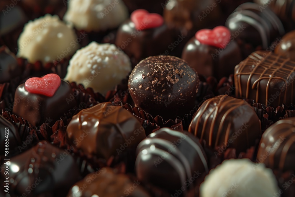 Poster a box of assorted chocolates with a heart on one of them