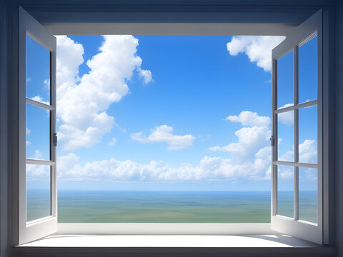 The window beckons, inviting you to gaze upon the vast expanse of the sky beyond.

