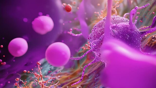 This animation showcases the migration of cytokines towards the site of signaling the involvement of the immune system in healing and repair.