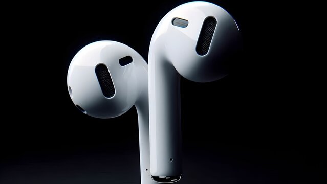 white wireless comfortabe airpods in dark background