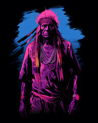 Indian Native american lurked in the shadows