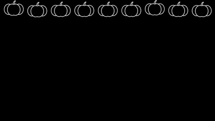 9 Simply Pumpkins Outline Minimal Border On Black Background With Empty Space, Digital Art, Procreate Pocket