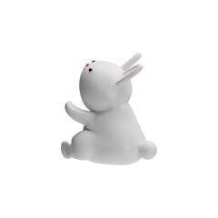 3d vector illustration of a rabbit sitting view from the back on a white background