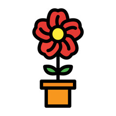 flowers icon color or logo illustration outline black style	