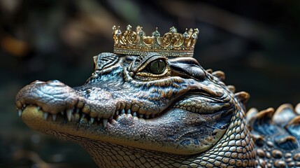Fototapeta premium majestic crocodile with elegant golden crown