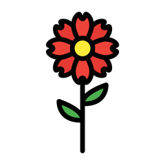 flowers icon color or logo illustration outline black style	