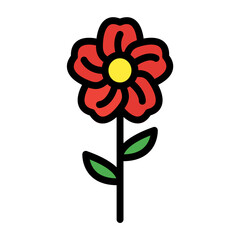 flowers icon color or logo illustration outline black style	