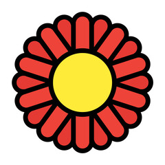 flowers icon color or logo illustration outline black style	