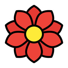 flowers icon color or logo illustration outline black style	