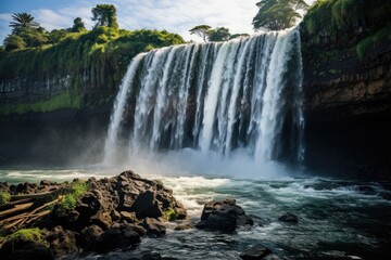Obraz premium Majestic waterfall in Akaka Falls, Hawaii., generative IA