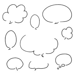 シンプルな線の手書きの吹き出しセット