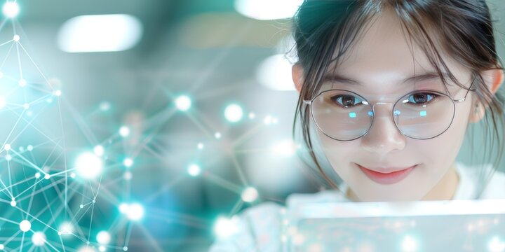 Thai female student participating in a group study session in the library, collaborative environment, [teamwork], [student life]