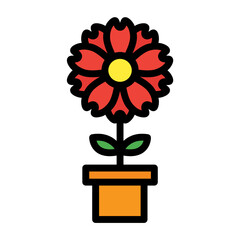 flowers icon color or logo illustration outline black style	