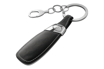 3D modern key chain isolated on transparent background