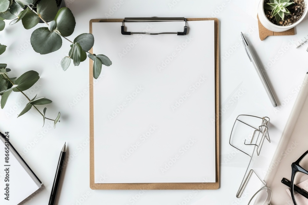 Aufkleber the document is displayed in a black tablet on a light office table with a keyboard and a green plan