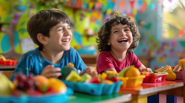 The cheerful kids in classroom