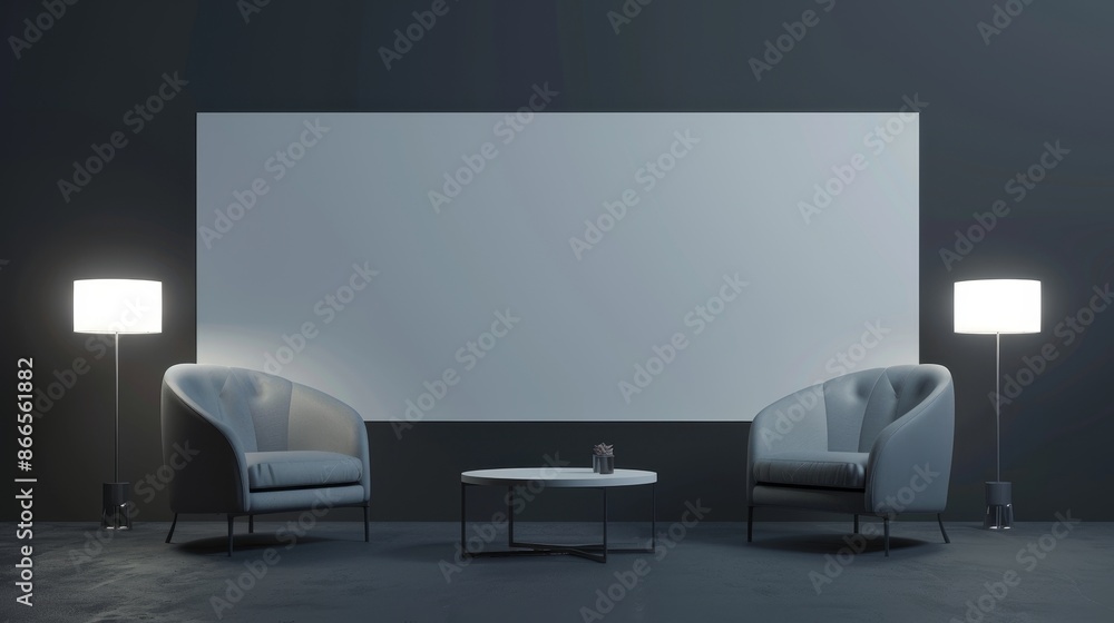 Poster an empty stage design for mockups and corporate identity. platform elements in the hall. blank scree