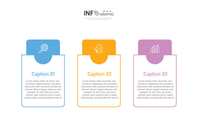 Business infographic template, flow chart with 3 options, strategic plan to define company value, project management schedule to create facts and statistics.