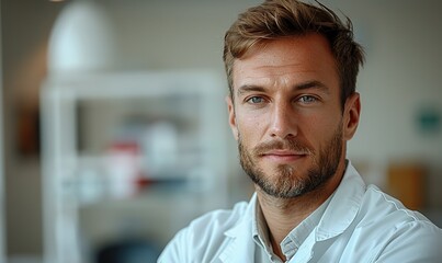 Fototapeta premium Professional portrait of a male therapist in a clinic on a white background.