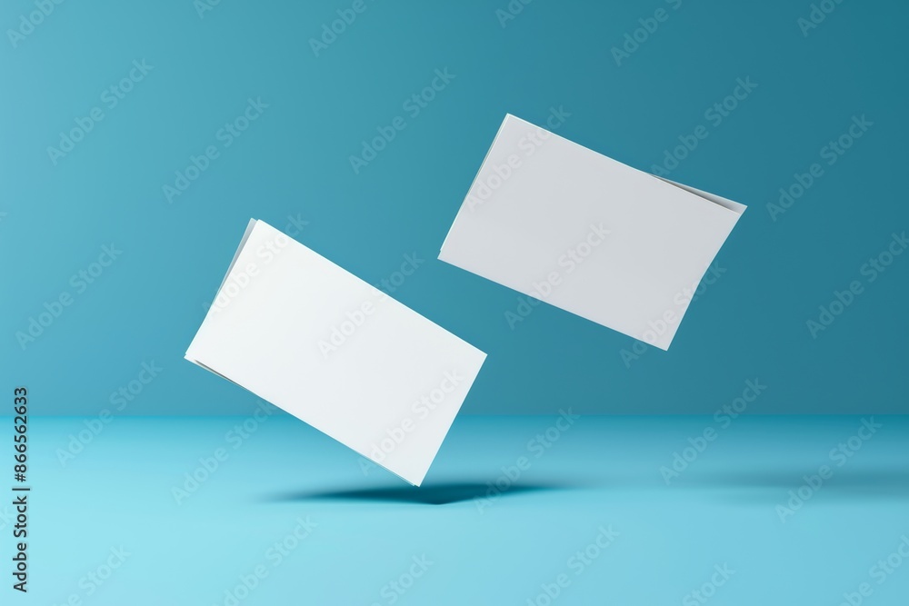 Poster an empty mock-up for presentation on a color background with a 3d rendered floating in air modern bu