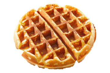 Belgian waffle isolated on transparent background