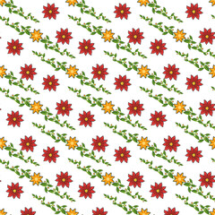 Hand drawn christmas pattern design with flowers