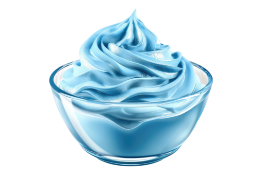 Blue whipped cream isolated on transparent background
