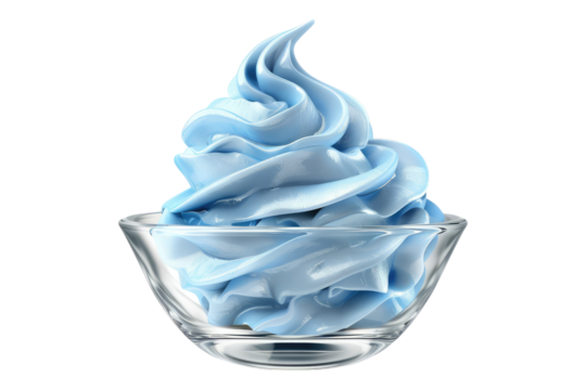 Blue whipped cream isolated on transparent background