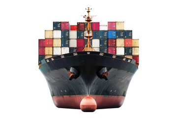 Cargo container ship isolated on transparent background