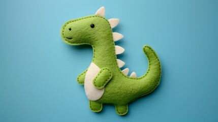 Fototapeta premium Cute Green Plush Dinosaur Toy for Children's Room Decor or Gift