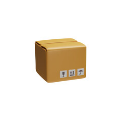 Isometric 3D vector illustration with a craft box for storage, packaging and delivery, side view