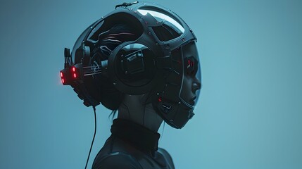 Futuristic Helmet with Visor and Heads-Up Display