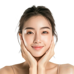 Obraz premium Young and beautiful skincare cosmetic beauty product promotion model
