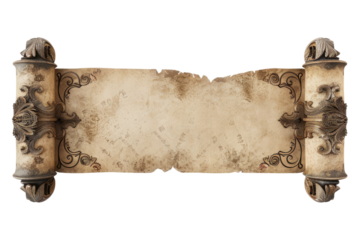 Empty vintage parchment banner isolated on transparent background