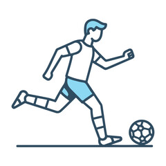 A boy playing football on the ground vector illustration