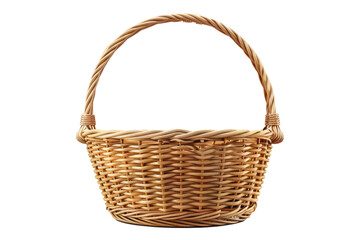 Empty wicker basket isolated on transparent background